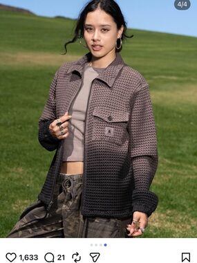 Teddy Fresh Dip-Dye Ombre Waffle-Knit Bomber Jacket - Taupe to Black